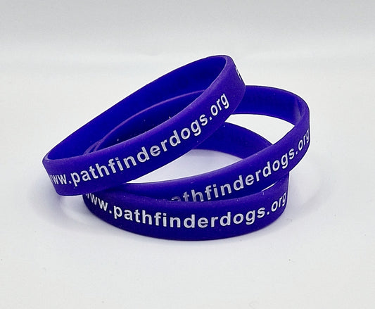 Wristbands showing pathfinder dogs website address 